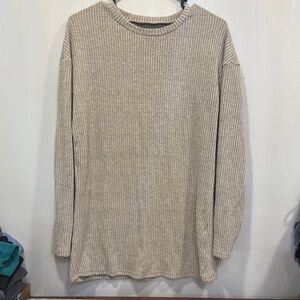 SHEIN Beige Ribbed Crew Neck Sweater